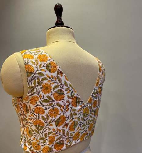 Fancy Printed Sleeveless Blouse  by Siddhaika