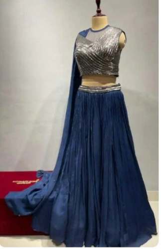 Party wear Royal Blue Exclusive Lehenga by Kothari Sons