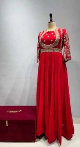 Royal Red Anarkali Wedding Wear Gown 