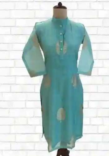 Sky Blue Ladies Fancy Kurti 