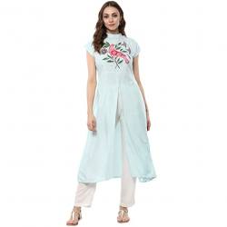 Get ZIYAA Printed Flare Crepe Kurti At Retail