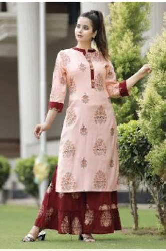 Floral Print Cotton Palazzo Kurti Set  by Amar Cloth Stores