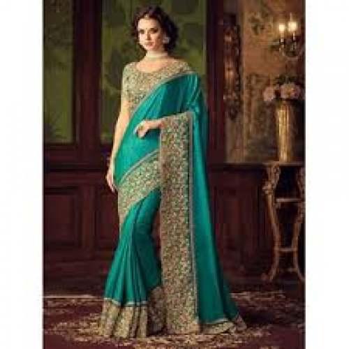 Embroidered Border Work Designer Saree by Bright Boutique