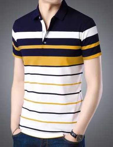 Mens Striped Polo neck  T shirts  by Lavische Zone