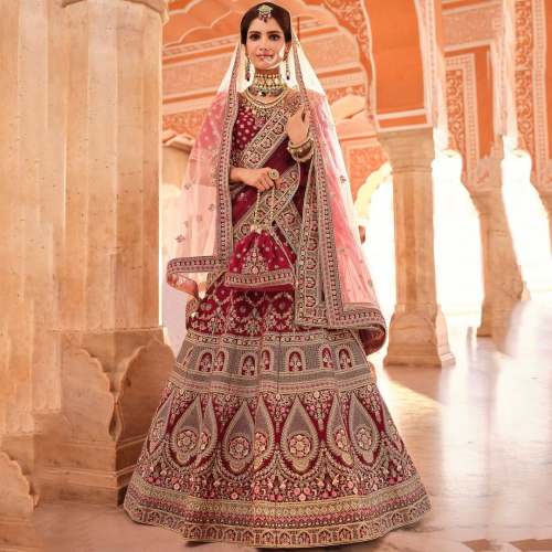 Dulhan Wear Red Embroidered Lehenga Choli 