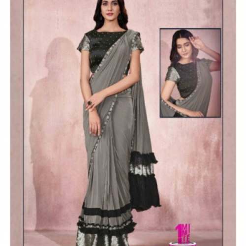Unique Party Wear Ruffle Saree