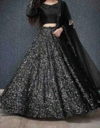 Black Sequence Party Wear Saree by Wedding Couture