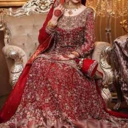 Heavy Red Pakistani Bridal Lehenga 