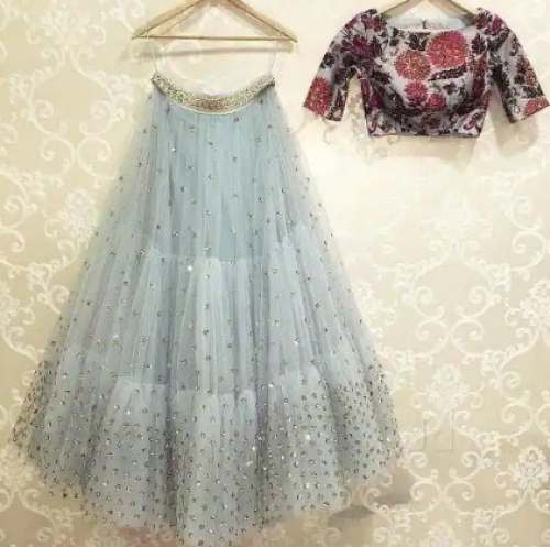 Trendy Crop Top Blouse With Net Lehenga 