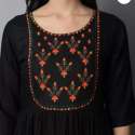 Women Embroidered Rayon A-line Kurti thumb 3