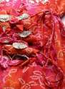 Women Red And Orange Bandhani Print Anarkali Kurti thumb 4