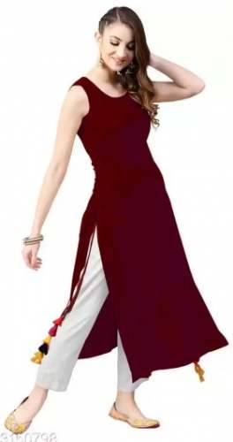 Women Solid Rayon Straight Kurta