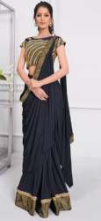 Navy Blue Lycra Designer Saree