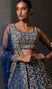 Yale Blue Embroidered Organza  Designer Lehenga thumb 1