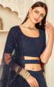 Navy Blue Sequence Embroidered Georgette Lehenga thumb 2