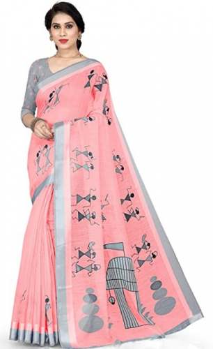 SOURBH Women Cotton Art Printed Designer Saree 
