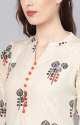 Women Beige Ethnic Print Straight Kurta Set  thumb 1