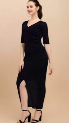 Women Bodycon Black Dress by Roopkiran Saree Showroom