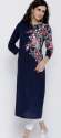 Women Navy Printed Straight Kurta thumb 1