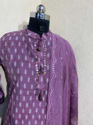Chanderi Kurti with Dupatta Set in Hand work 