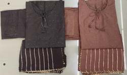 Ladies Chanderi Kurti Pant Set 