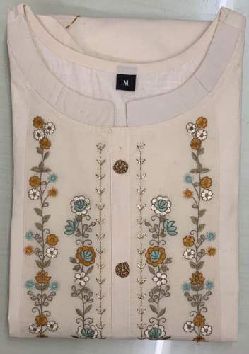 Ladies Embroidery plus katha stitch Cotton Kurti
