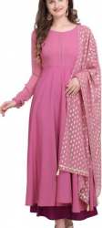 Plain Anarkali Suit With Fancy Dupatta 