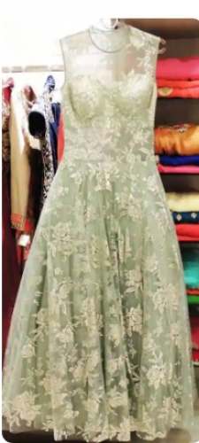 Girlish Embroidered Fancy Neck Gown  by Madame