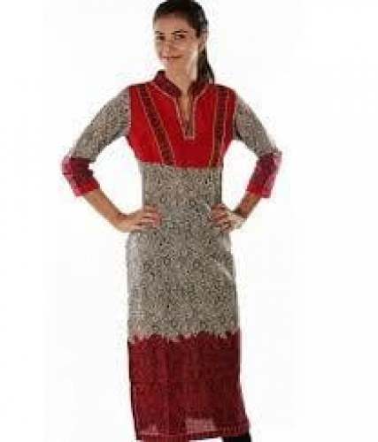 Designer Neck With Block Printed Kurti by A R Collection