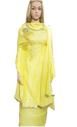 Yellow Silk Unstitched Salwar Material  by Aditya Closet