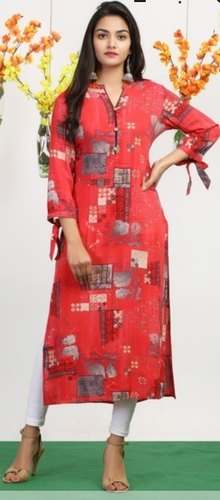 Red Readymade Designer Kurti by Janvi Creations