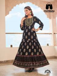 Ankle Length Foil Printed Gown by Clothbaba