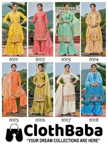 Chanderi Viscose Silk Kurti Sharara Suite