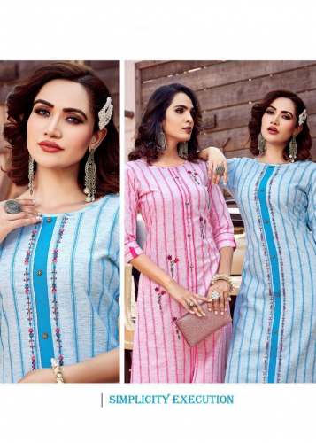 Cotton And Linen Mix Cotton Kurti Pant Set