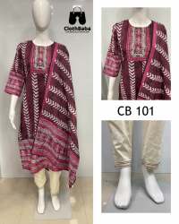 Crochet Work Muslin Print Designer Suits (CB 101)