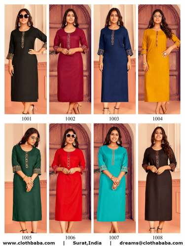 Embroidery Kurti With Rayon Slub Fabric
