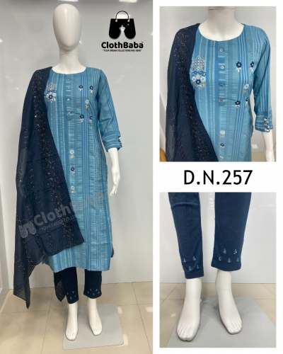 Fancy Fabric Partywear Handwork Suits (DN 257)