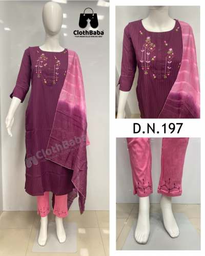 Fancy Fabric Partywear Handwork Suits (DN 197)
