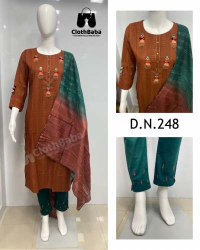 Fancy Fabric Partywear Handwork Suits (DN 248)