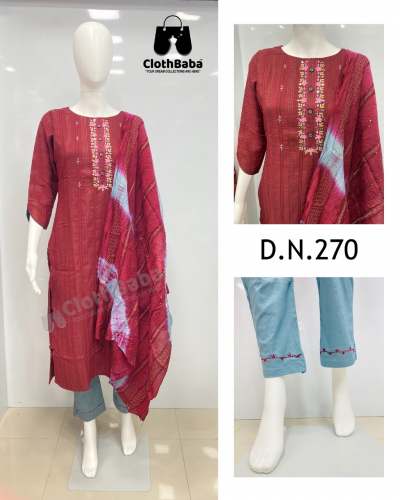 Fancy Fabric Partywear Handwork Suits (DN 270)
