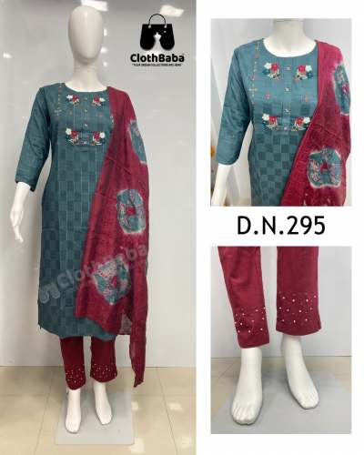Fancy Fabric Partywear Handwork Suits (DN 295)