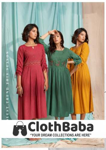 Fancy Weaving Slub Fabric Stylish Kurtis
