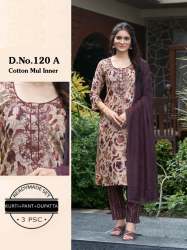 Hand Work Chanderi Modal Kurti pant With Dupatta Set