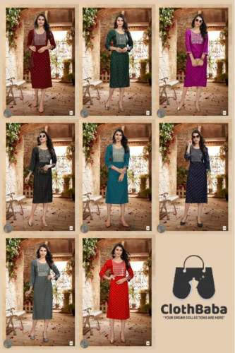 ladies 14KG Rayon With Foil Print Kurti