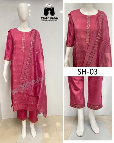 Modal Viscose Mirror Embroidery Suits (SH-03)