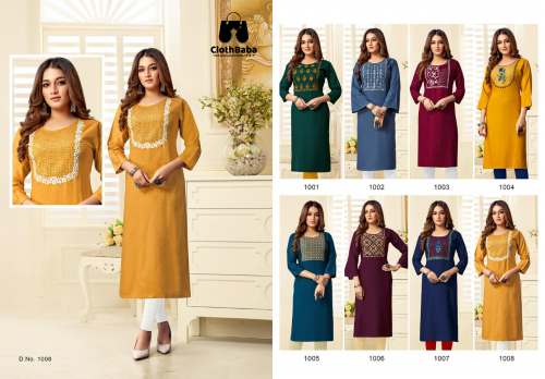 Rayon Embroidery Work Kurtis