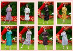 Rayon Rinkle Printed Fabric Western One Piece