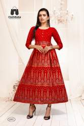 Rayon With Foil Print Long Kurti