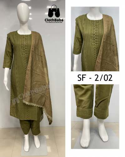 Schiffli Work Chinon Partywear Suits (SF-2/02)