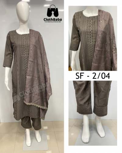 Schiffli Work Chinon Partywear Suits (SF-2/04)